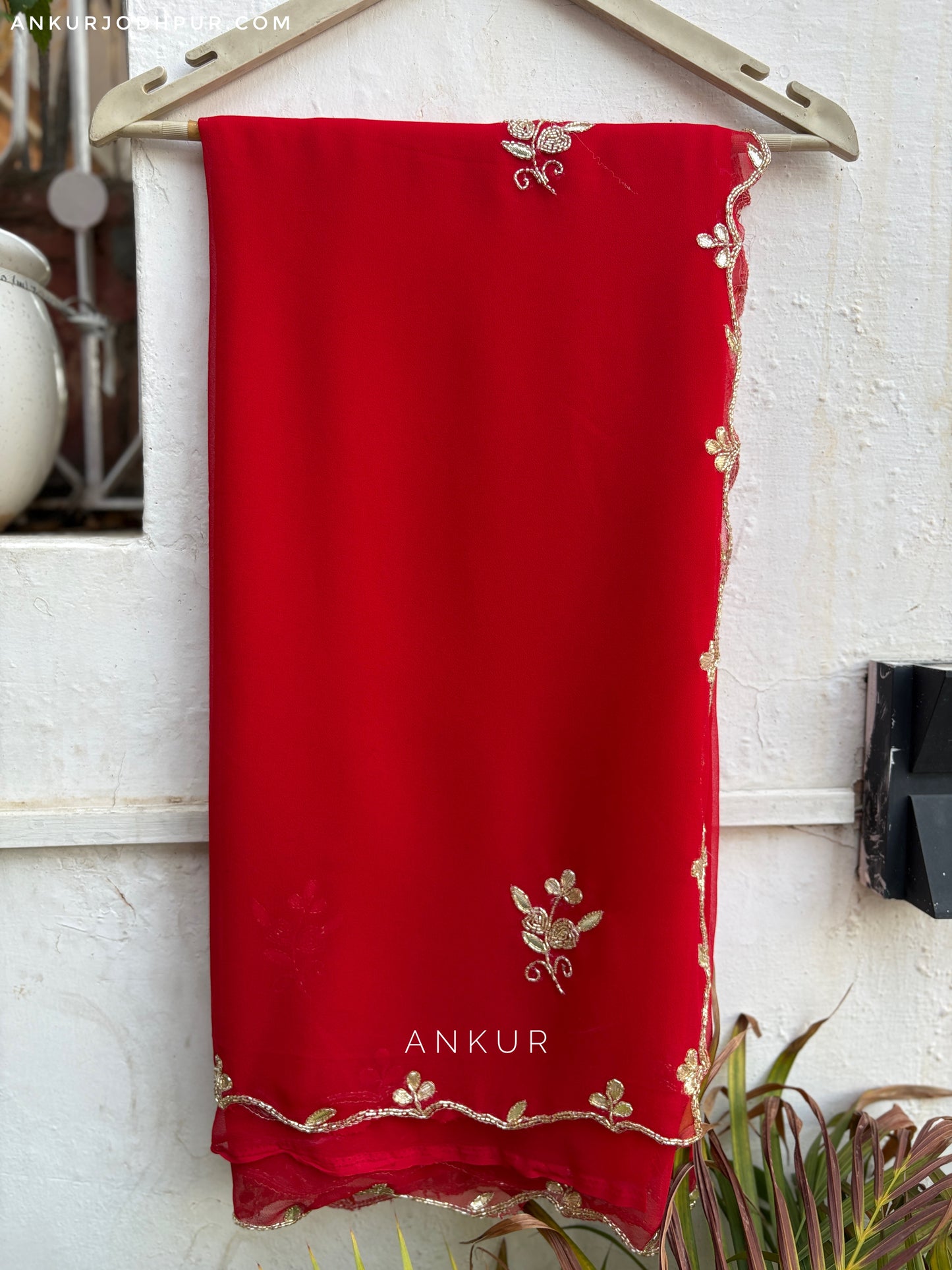 Dusty Red Flower buti Cut-dana Suhani 2.0