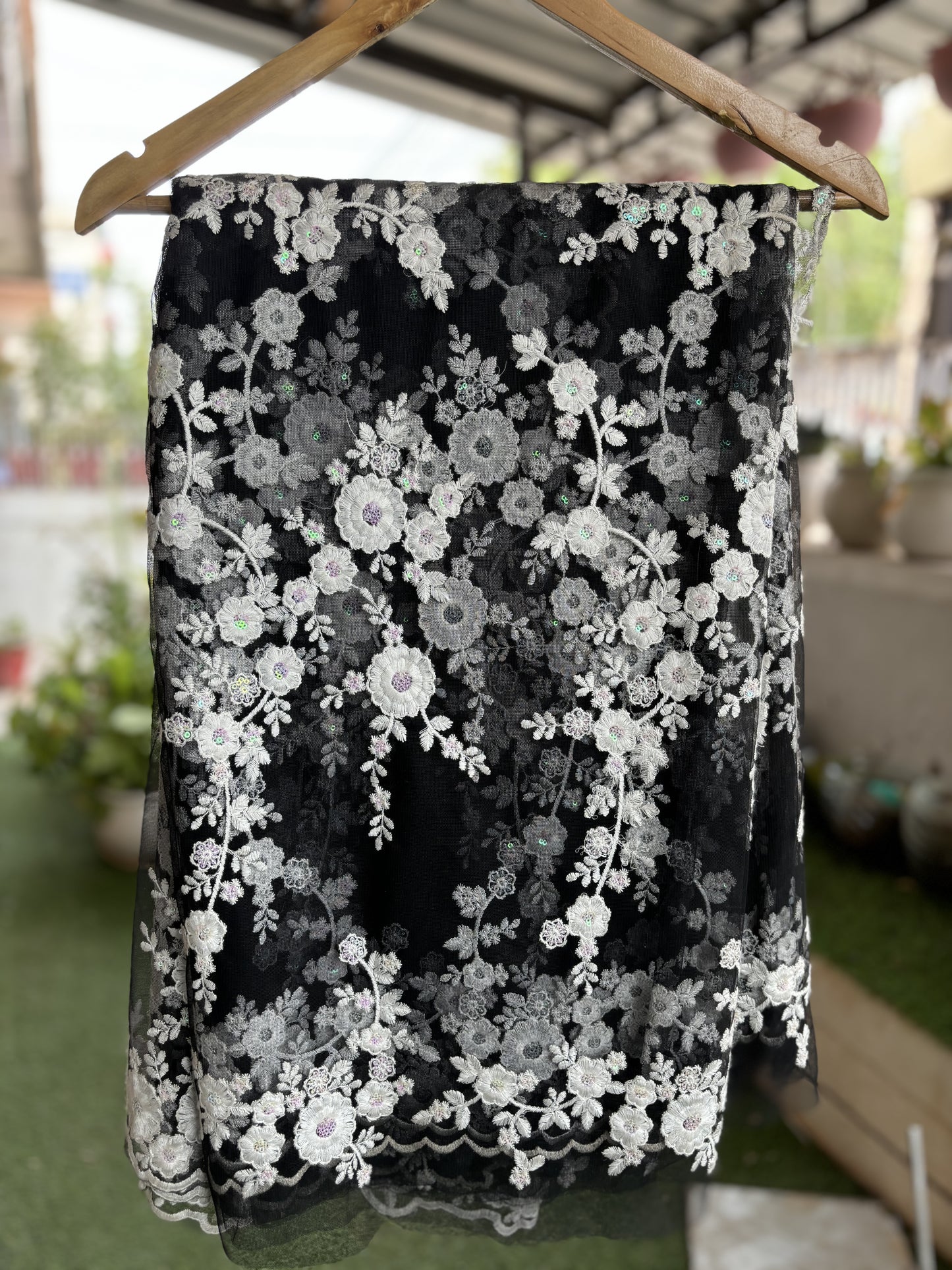 Black chikankari Saree