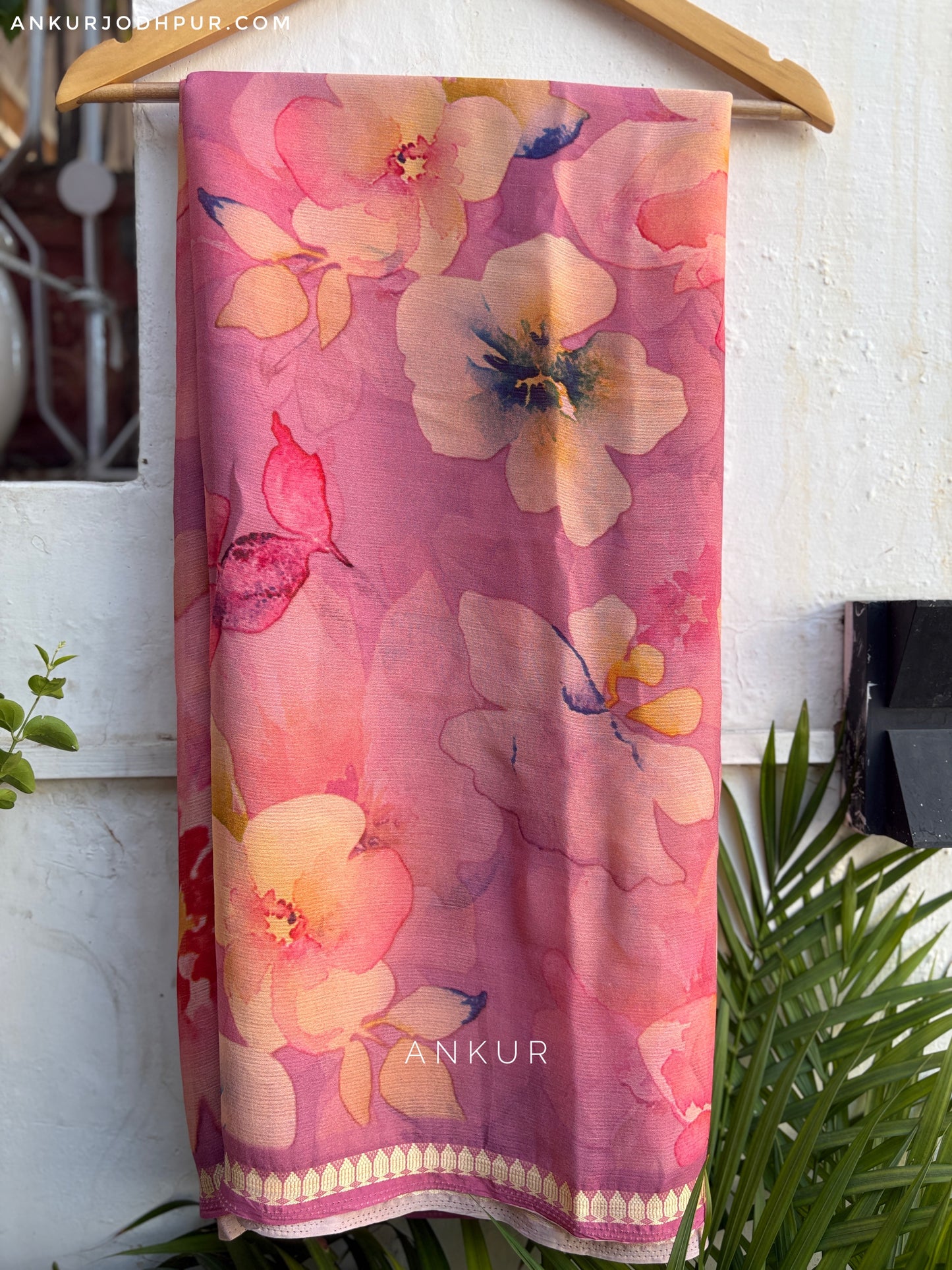 Pastel Pink Vintage Isha Premium Chiffon