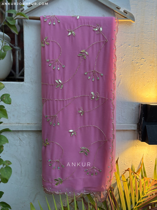 Dusty Pink cut dana Suhani 2.0 Half Pallu Jaal work