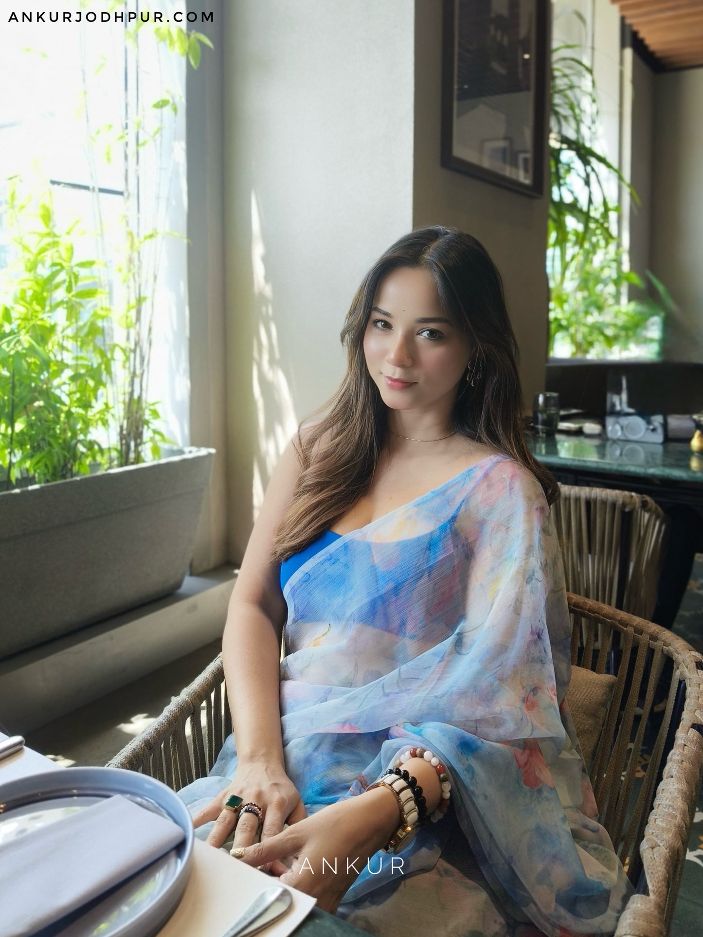 Powder Blue Vintage Isha Chiffon