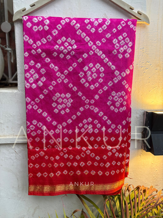 Rani Red Shades Silk Bandhani