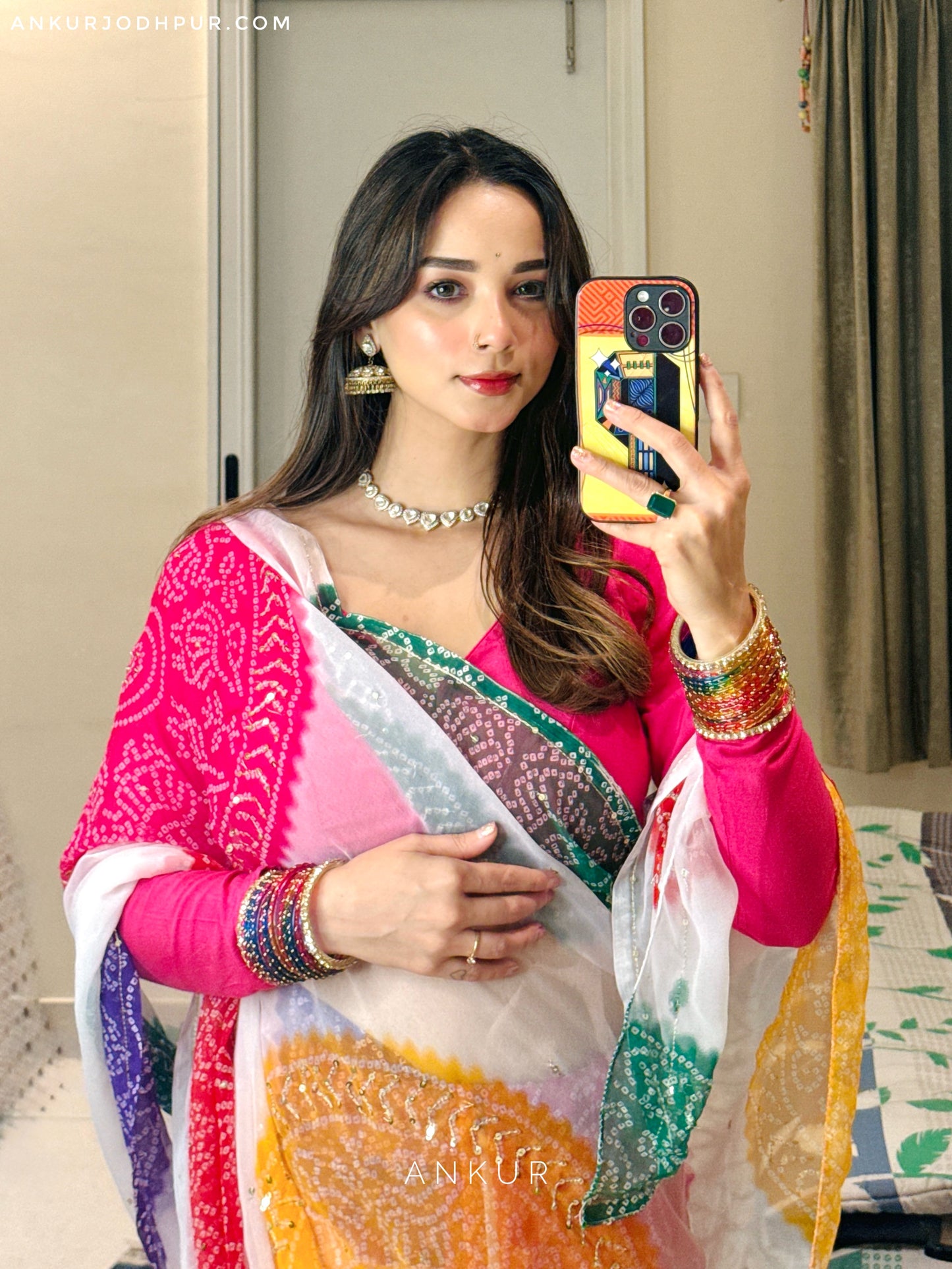 Jodhpuri RangBaandh Bandhani zari work Suhani