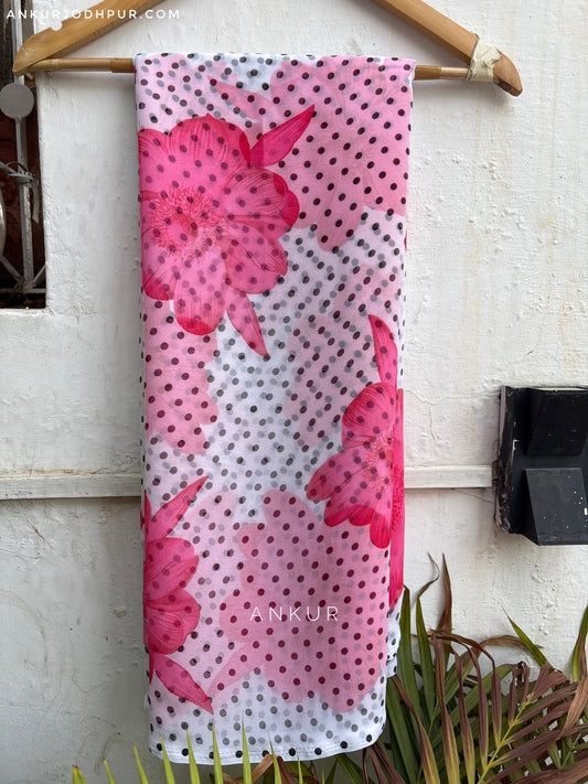 Polka dots Reddish Flower Print