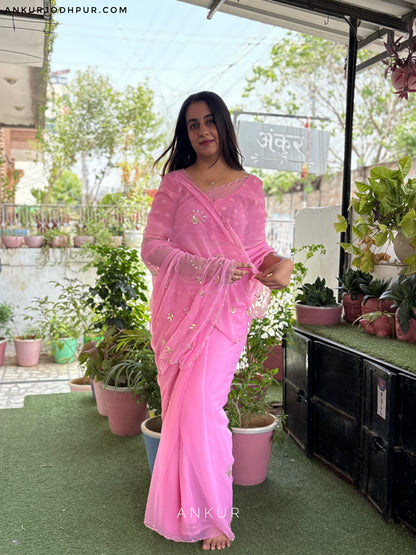 Dusty Pink cut dana Suhani 2.0 Half Pallu Jaal work