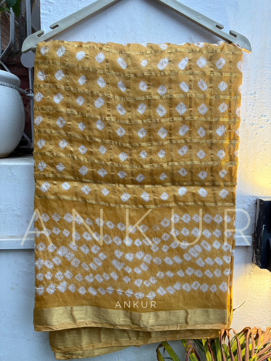 Light Gold Shades Silk Bandhani