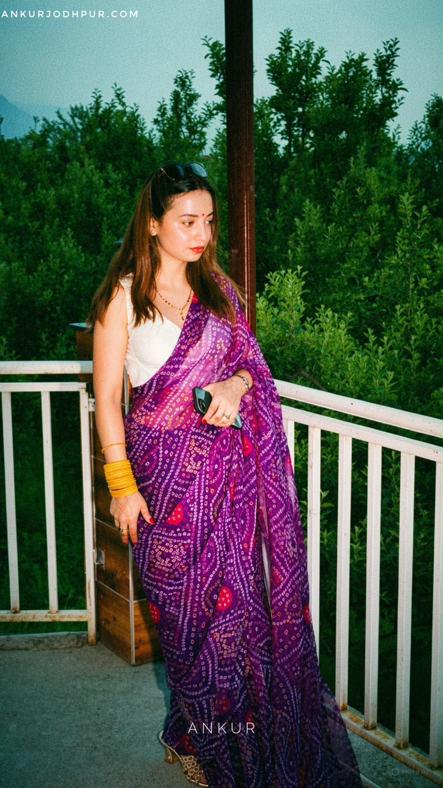 Purple Bandhani Saree with Ladu