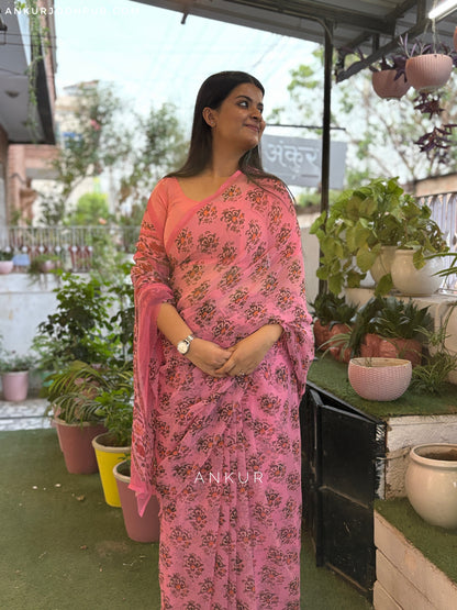 Flowery Cotton Design five Vintage Isha Chiffon