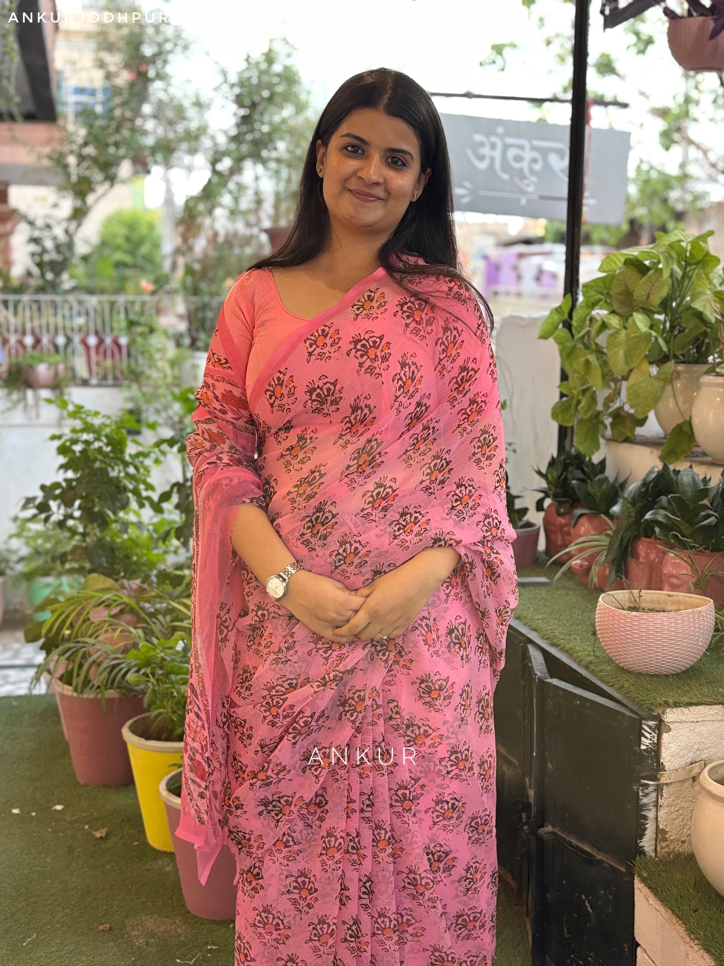 Flowery Cotton Design five Vintage Isha Chiffon