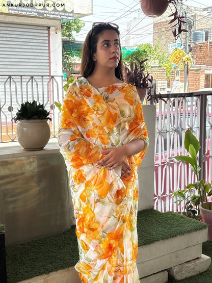 Natural Orange Forest Flower Print