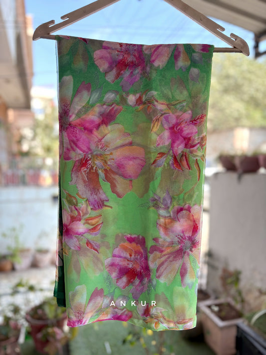 Double shaded Green Flower Print