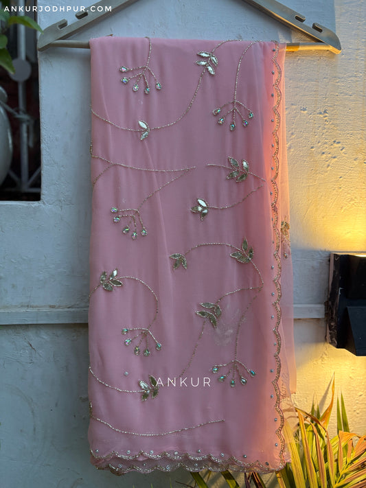 Blush Pink cut dana Suhani 2.0 Half Pallu Jaal work