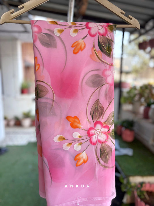 Fresh Pink Flower Brush Paint