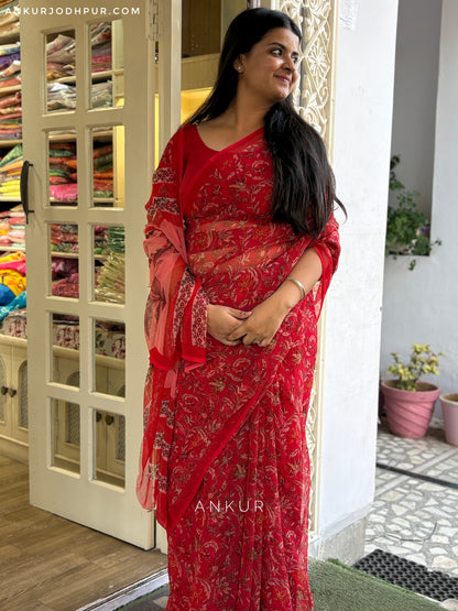 Flowery Cotton Design two Vintage Isha Chiffon