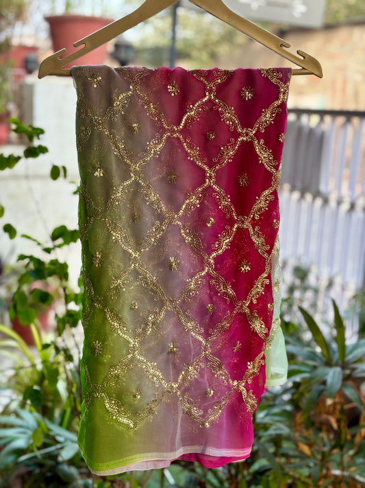 Green with magenta Shaded Yamini