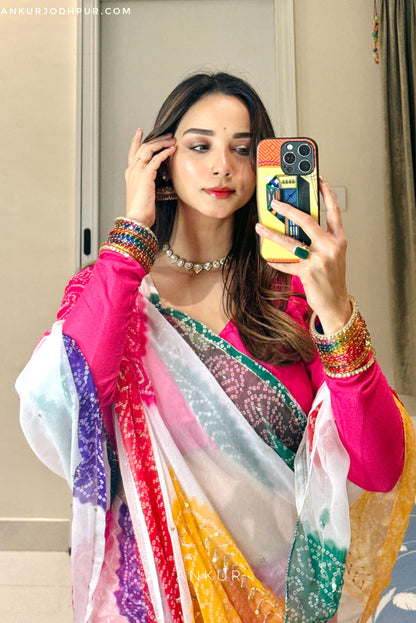 Jodhpuri RangBaandh Bandhani zari work Suhani