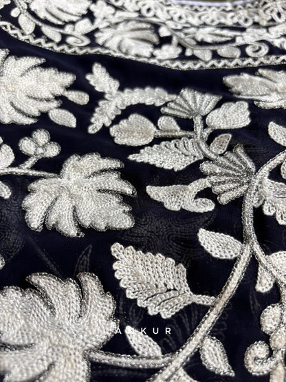 Black&cool white Kashmiri Ari work