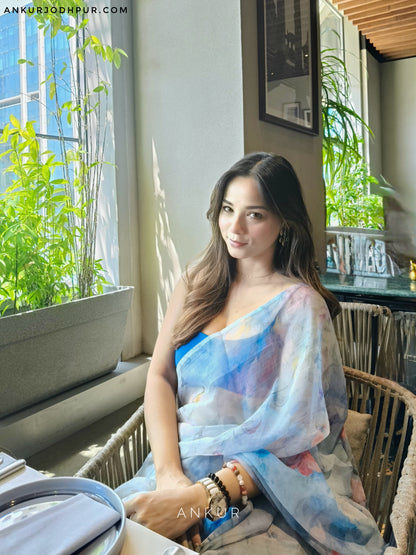 Powder Blue Vintage Isha Chiffon