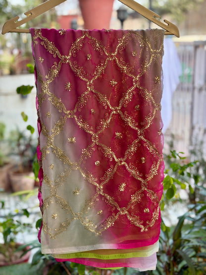 Green with magenta Shaded Yamini
