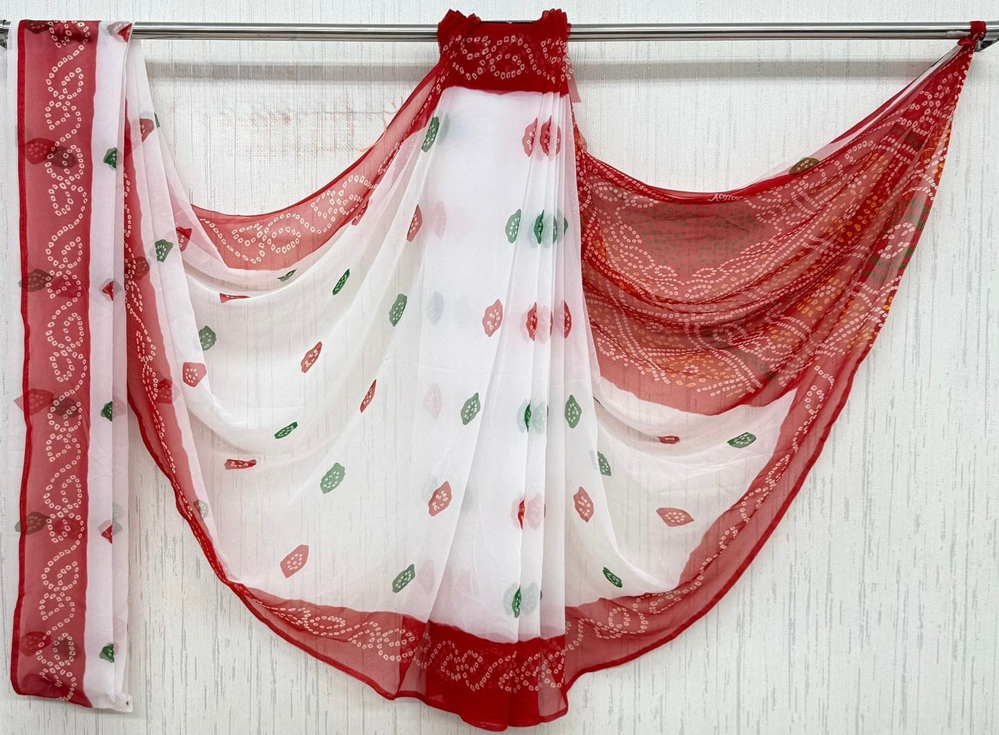 White red Faganiya multi barfi  Saree