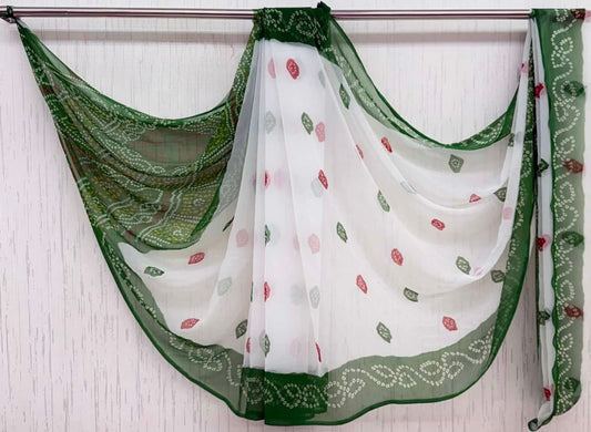 White Green Faganiya multi barfi  Saree