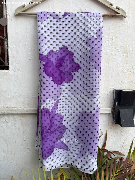 Polka dots Purple Flower Print