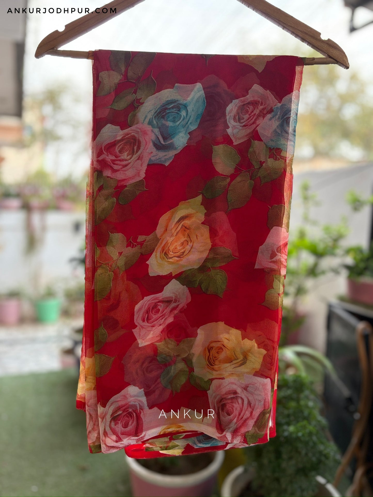 Multi Rose Soft Red Flower Print