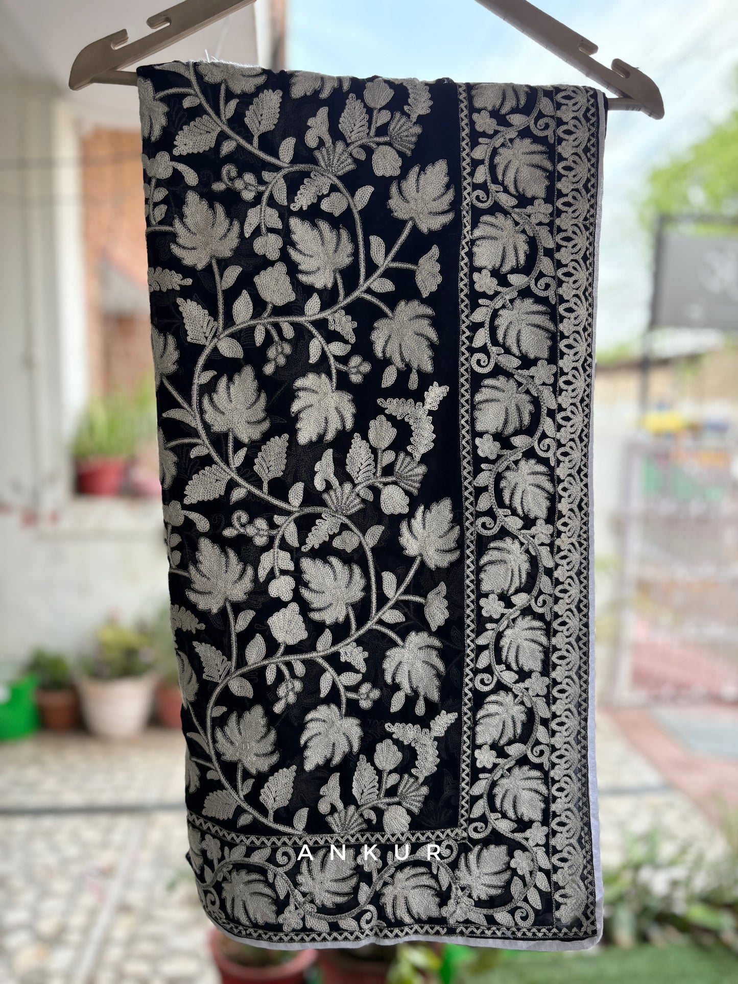 Black&cool white Kashmiri Ari work