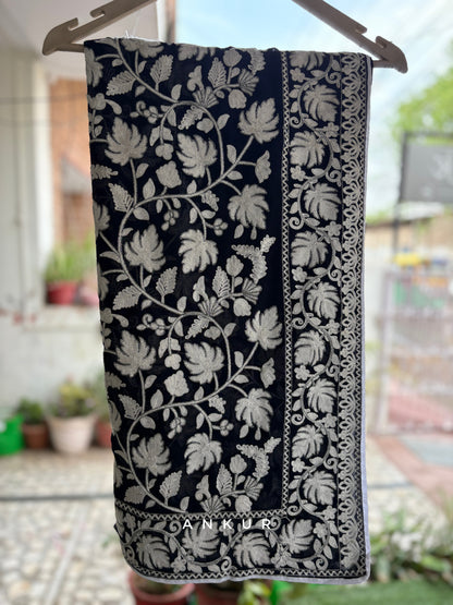 Black&cool white Kashmiri Ari work