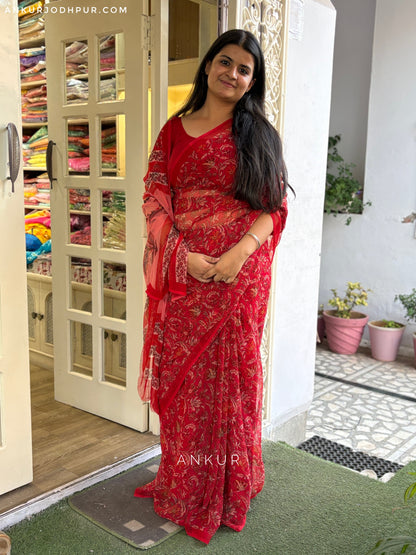 Flowery Cotton Design two Vintage Isha Chiffon