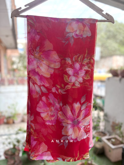 Double shaded Red Flower Print