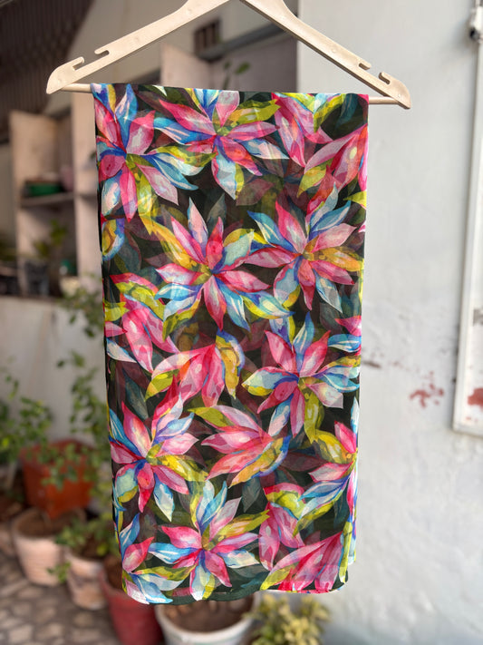 Dark Green multi Flower Print