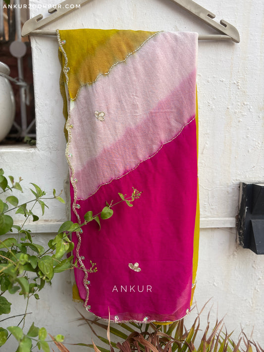 Rani Mustard Shade Queenly Lehriya Nagina