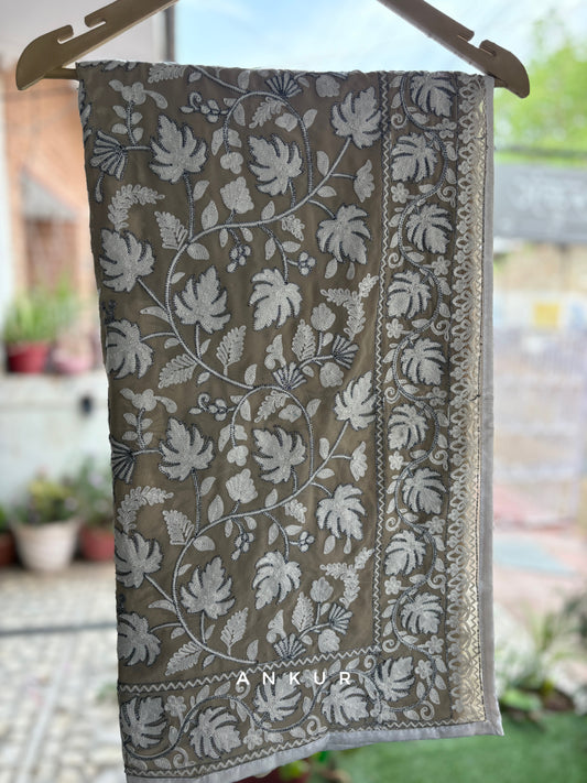 Copper gray Kashmiri Ari work