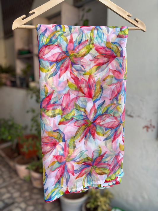 Cool White multi Flower Print