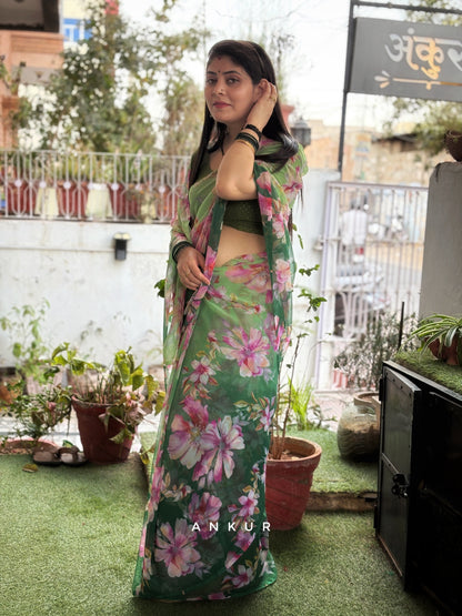 Double shaded Green Flower Print