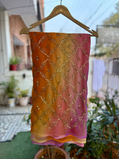 Lavender to Rust Orange Shaded Yamini