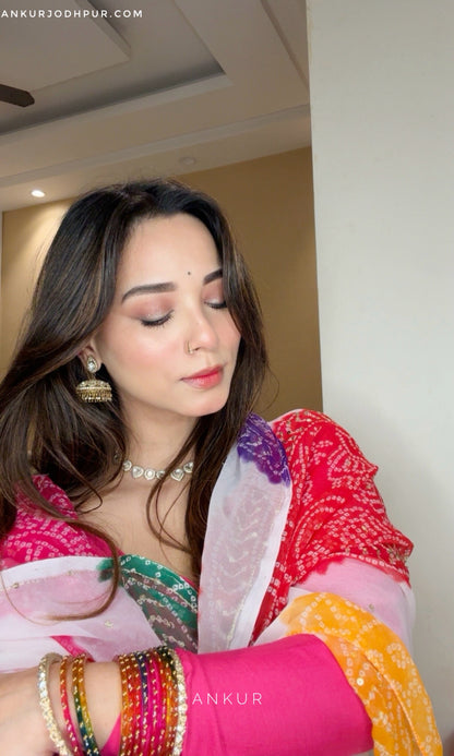 Jodhpuri RangBaandh Bandhani zari work Suhani
