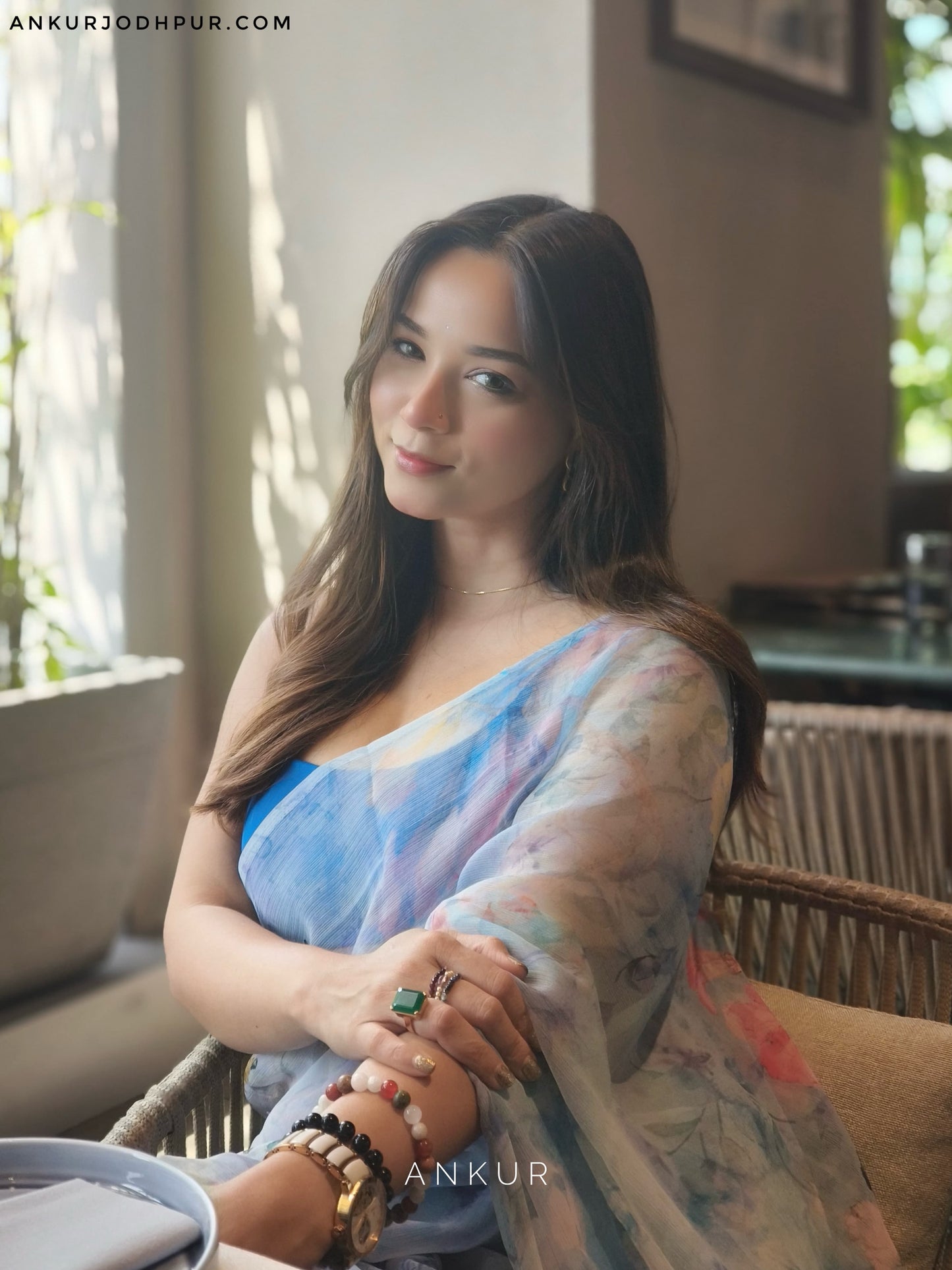 Powder Blue Vintage Isha Chiffon