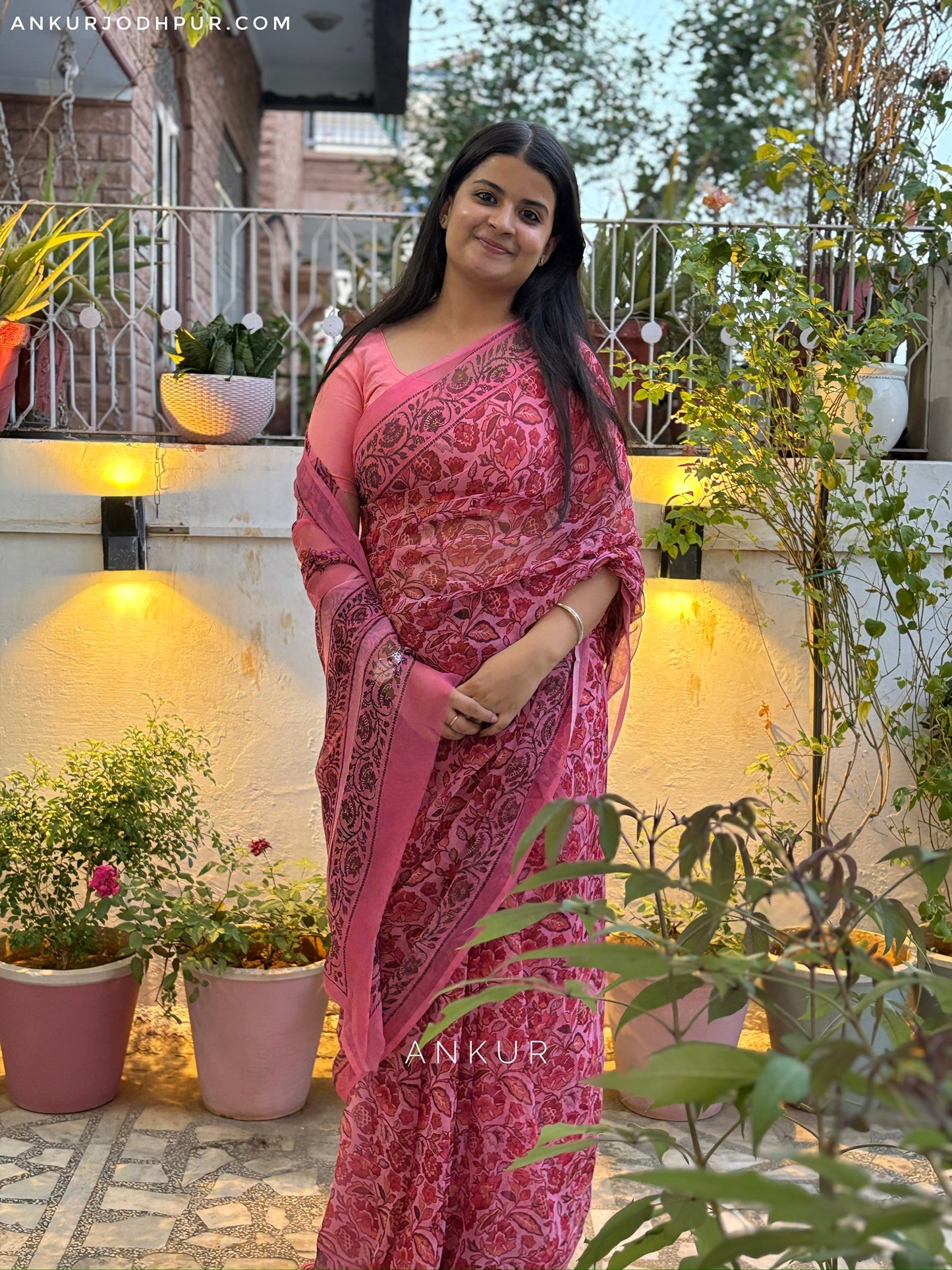 Flowery Cotton Design three Vintage Isha Chiffon