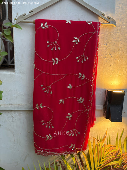 Ruby Red cut dana Suhani 2.0 Half Pallu Jaal work