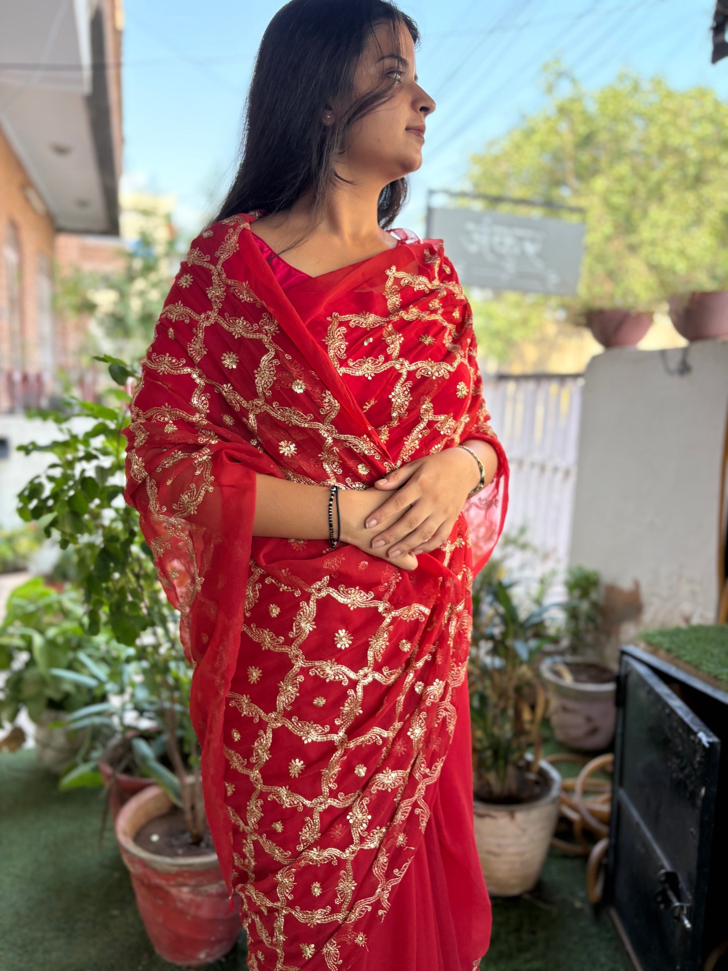 Red  Single Shade Yamini