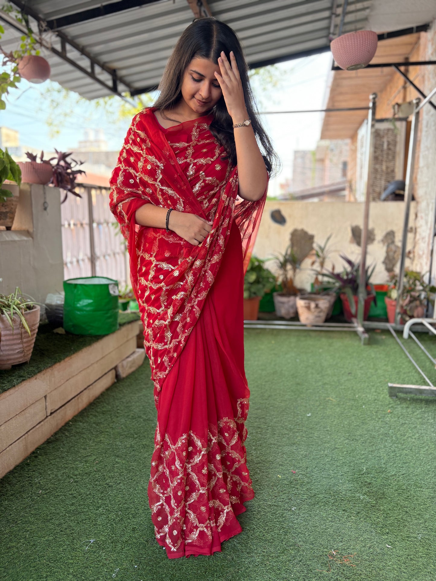 Red  Single Shade Yamini