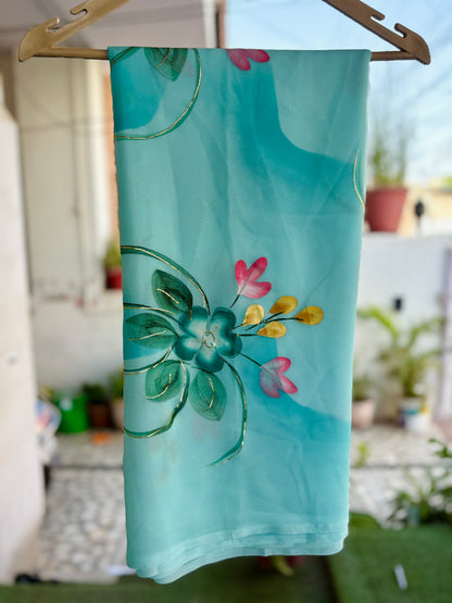 Sky Blue Flower Brush Paint