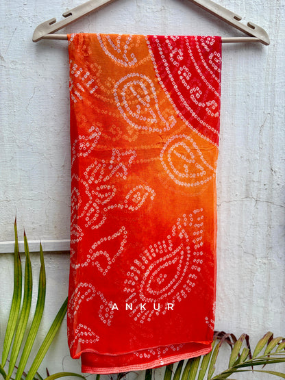 Bandhani Orange shade Isha Pure Chiffon
