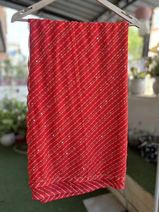 Orangish Red mothda Zari Work