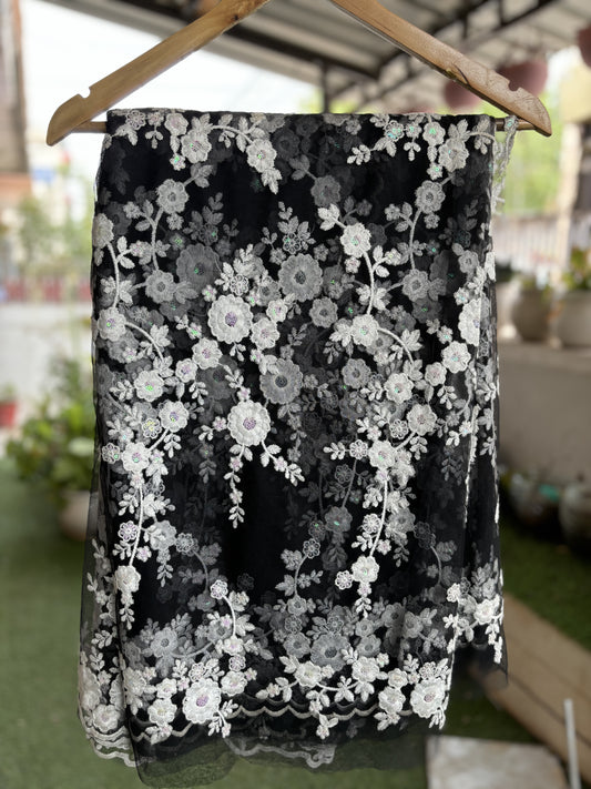 Black chikankari Saree