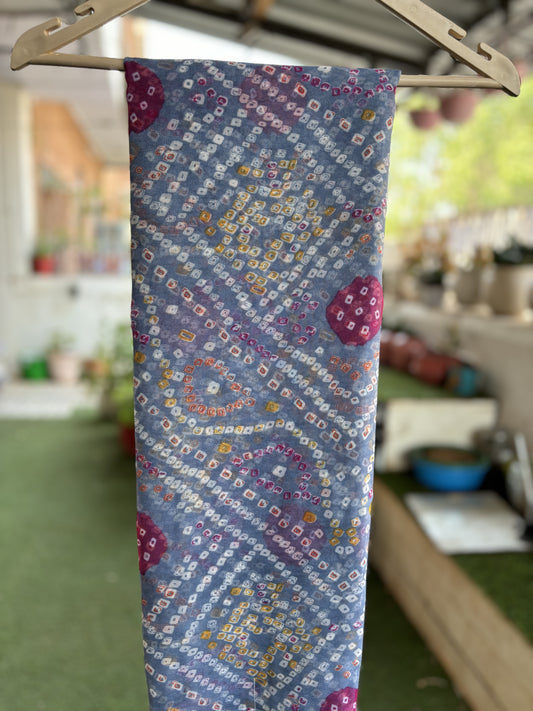 Grey Bandhani Saree with Ladu