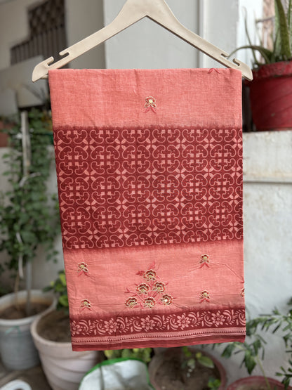 Copper tone Cotton saree