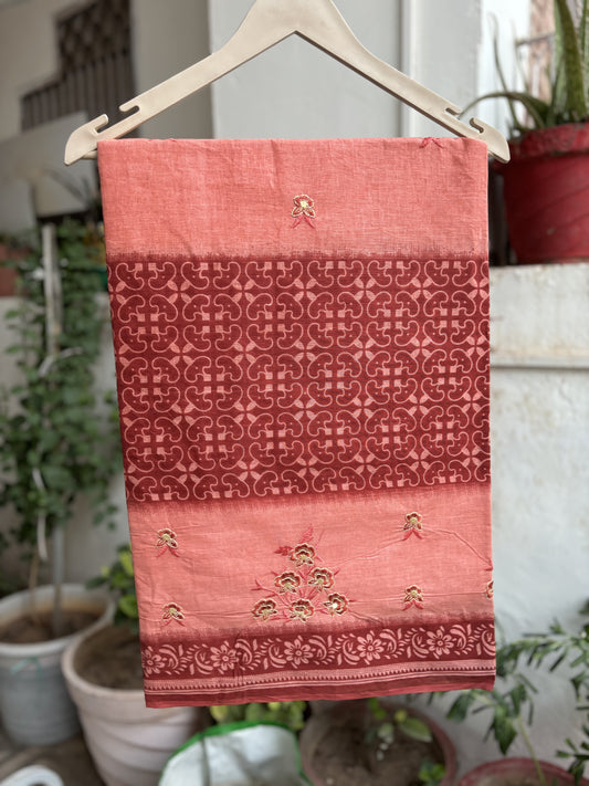Copper tone Cotton saree
